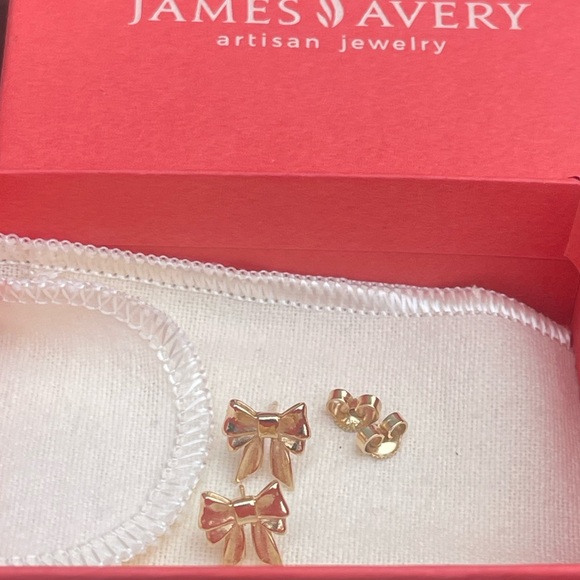 James Avery 14k yellow Gold Bow Back-Post Stud Earrings - Picture 6 of 15